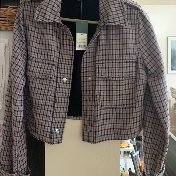 Wild Fable Blazer Crystal Violet Purple Black Plaid Long sleeve XSMALL - Picture 7 of 11